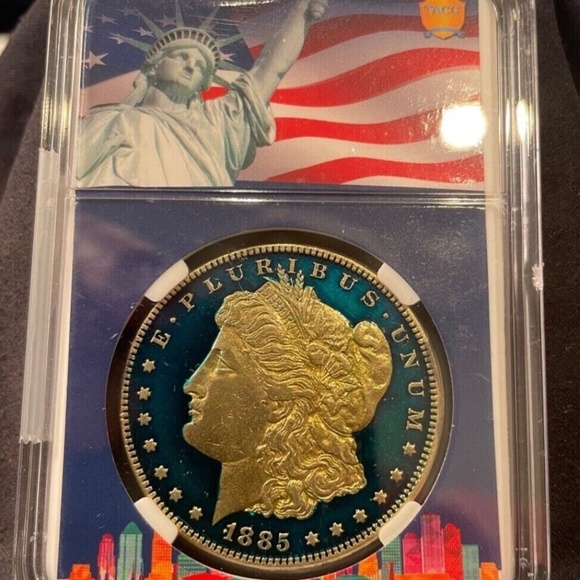 1885 MORGAN SILVER DOLLAR Genuine Fully Colorized Obverse and Reverse - Picture 5 of 6